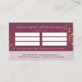 Carte de visite de rendez-vous de Parties scintill (Dos)