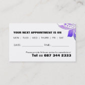 Carte de visite de rendez-vous de salon de (Dos)