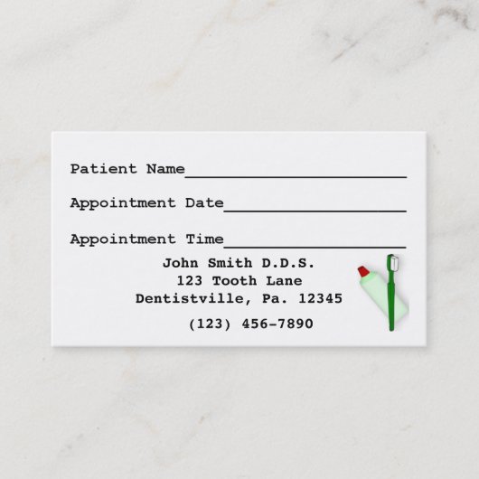 Carte de visite de rendez-vous dentaire (Devant)