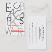 Carte de visite de rendez-vous d'ophtalmologue (Devant / Derrière)