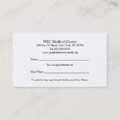 Carte de visite de rendez-vous d'ophtalmologue (Dos)