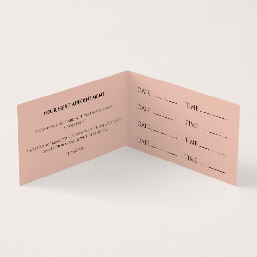 Carte de visite de rendez-vous du salon de coiffur (Intérieur)