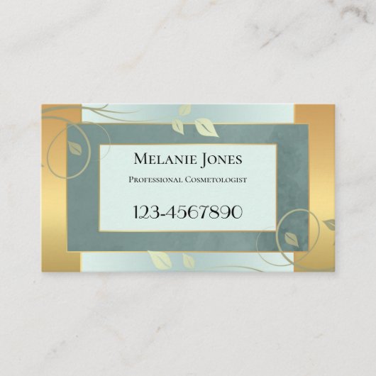 Carte de visite de rendez-vous Feuilles Gold Mint  (Devant)