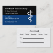 Carte de visite de rendez-vous Médicale au cabinet (Devant / Derrière)