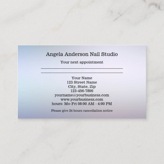 Carte de visite de rendez-vous Nail Studio (Dos)