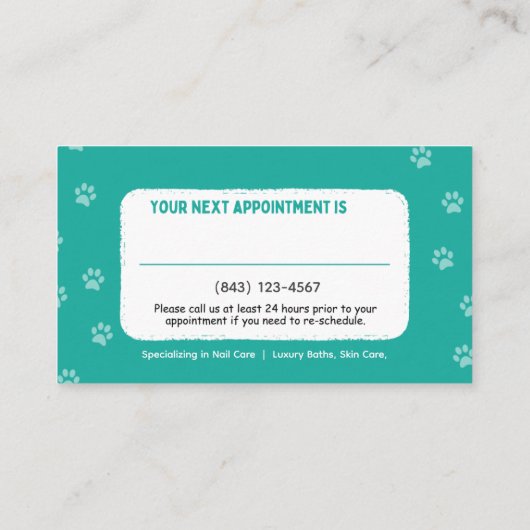 Carte de visite de rendez-vous pour animaux de com (Dos)