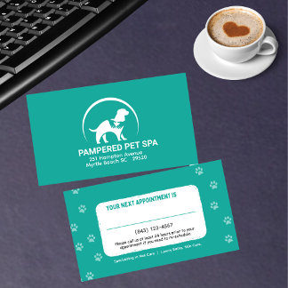 Carte de visite de rendez-vous pour animaux de com