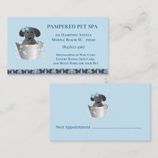 Carte de visite de rendez-vous pour animaux de com (Devant / Derrière)