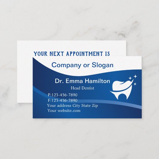Carte de visite de rendez-vous pour le logo dentai