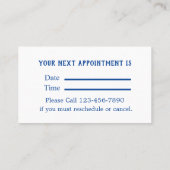 Carte de visite de rendez-vous pour le logo dentai (Dos)