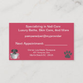 Carte de visite de rendez-vous Spa de chien Groomi (Dos)