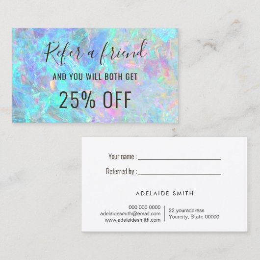 carte de visite de renvoi opal (Devant / Derrière)