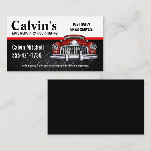 Carte de visite de réparation automobile (Devant / Derrière)