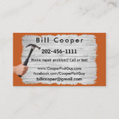 Carte de visite de réparation de maison Handyman p (Dos)