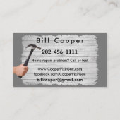 Carte de visite de réparation de maison Handyman p (Dos)