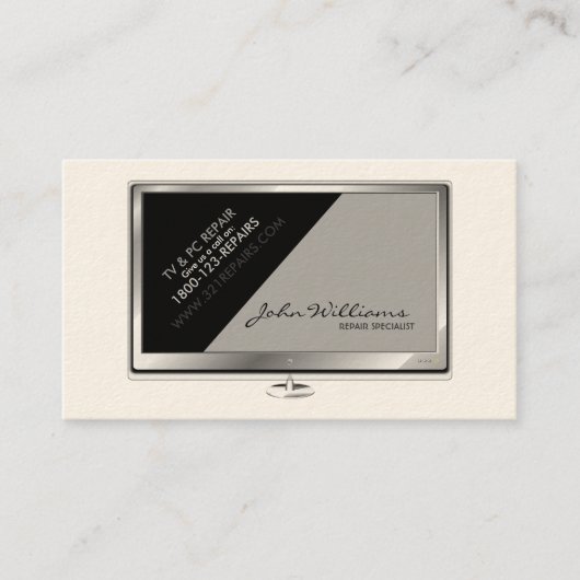 Carte de visite de réparation de TV et de PC (Devant)