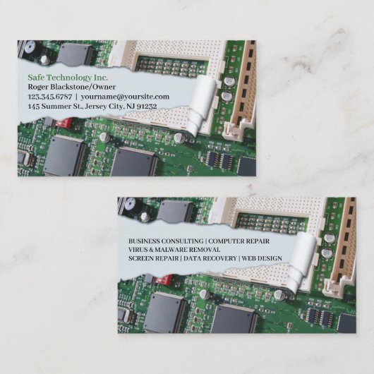 Carte de visite de réparation d'ordinateur (Devant / Derrière)