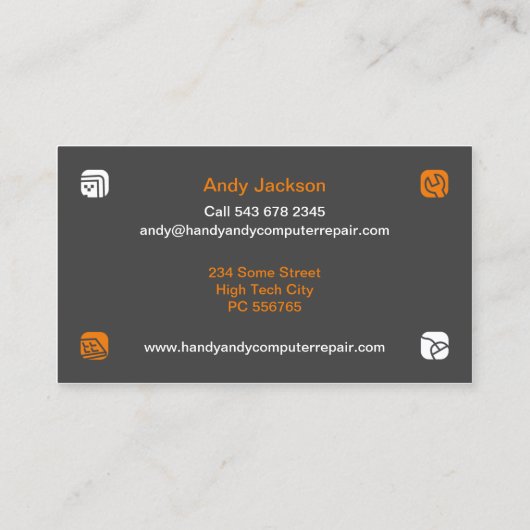 Carte de visite de réparation d'ordinateur (Dos)