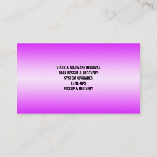 Carte de visite de réparation d'ordinateur violet (Dos)