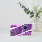 Carte de visite de réparation d'ordinateur violet (Debout devant)