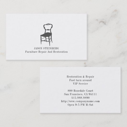 Carte de visite De Réparation Et De Restauration D (Devant / Derrière)