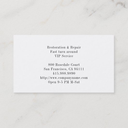 Carte de visite De Réparation Et De Restauration D (Dos)