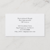 Carte de visite de réparation et de restauration d (Dos)
