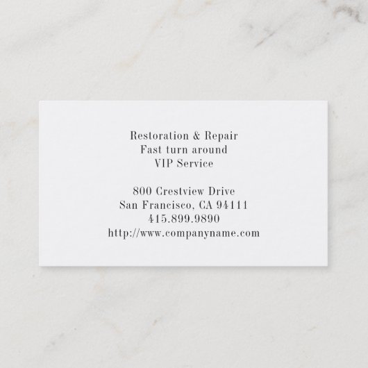 Carte de visite de réparation et de restauration d (Dos)