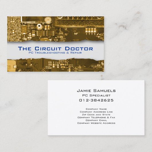Carte de visite de réparation informatique Circuit (Devant / Derrière)