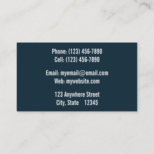 Carte de visite de réservation de numéro bleu (Dos)