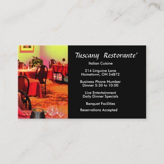 Carte de visite de restaurant (Devant)