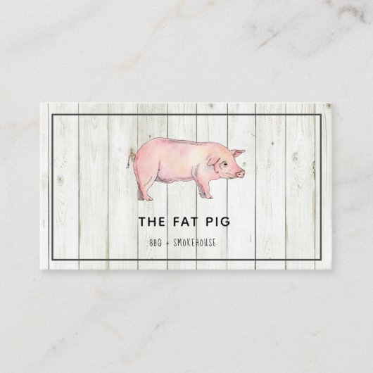 Carte de visite de restaurant BBQ porc rustique (Devant)