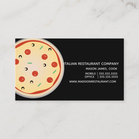 Carte de visite de restaurant de pizza italien (Devant)