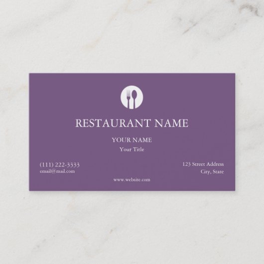 Carte de visite de restaurant élégant (Devant)