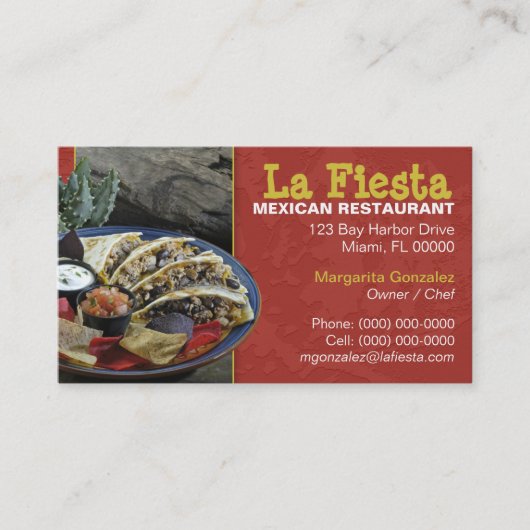Carte de visite de restaurant mexicain (Devant)