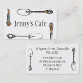 carte de visite de restaurant ou de café, couverts (Devant / Derrière)