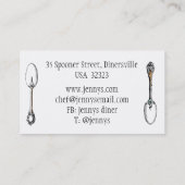 carte de visite de restaurant ou de café, couverts (Dos)