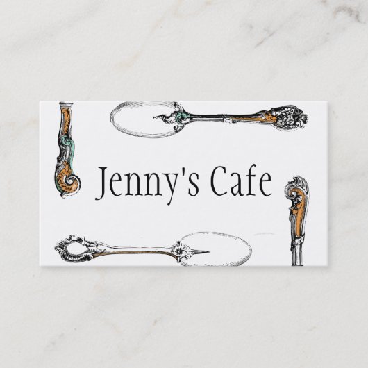 carte de visite de restaurant ou de café, couverts (Devant)