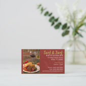 Carte de visite de restaurant Surf and Turf (Debout devant)