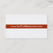 Carte de visite de restaurant Surf and Turf (Dos)