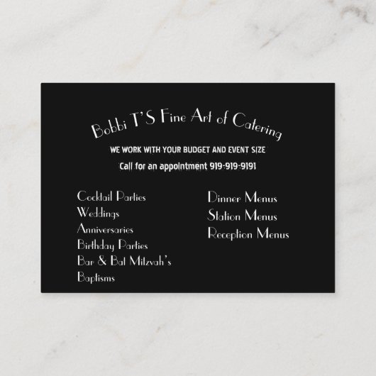 Carte de visite de restauration (Dos)