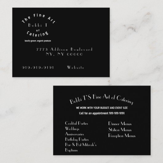 Carte de visite de restauration (Devant / Derrière)