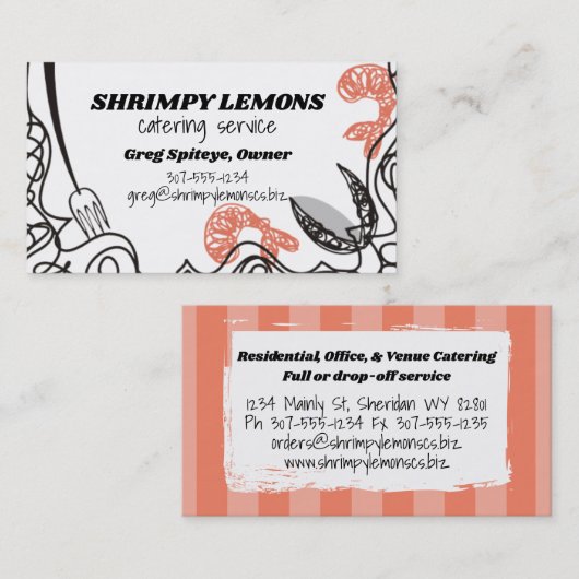 Carte de visite de restauration de chef de fruits (Devant / Derrière)