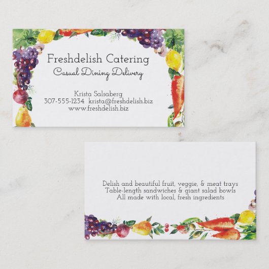 Carte de visite de restauration de légume fruit (Devant / Derrière)