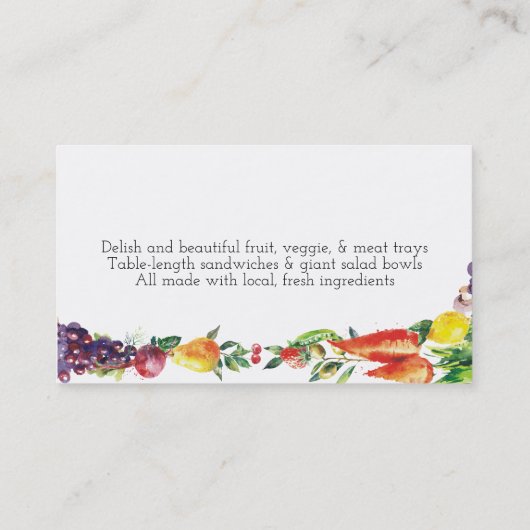 Carte de visite de restauration de légume fruit (Dos)