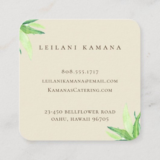 Carte de visite de restauration d'île d'ananas (Dos)