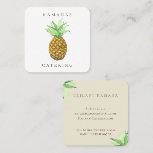 Carte de visite de restauration d'île d'ananas (Devant / Derrière)