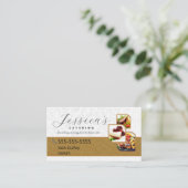 Carte de visite de restauration élégant blanc et o (Debout devant)