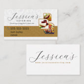 Carte de visite de restauration élégant blanc et o (Devant / Derrière)