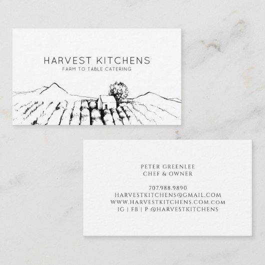 Carte de visite de restauration ferme à table (Devant / Derrière)